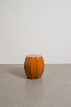 Contemporary Mila Lacquer 8 Petal Drumstool by Robert Kuo, Hand Repoussé