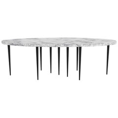 Contemporary “Mille Pieds” Table in Hand Sculpted Carrara Marble