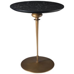 Contemporary Minaret Pedestal Table, Hand Cast Bronze Base and Caesarstone Top