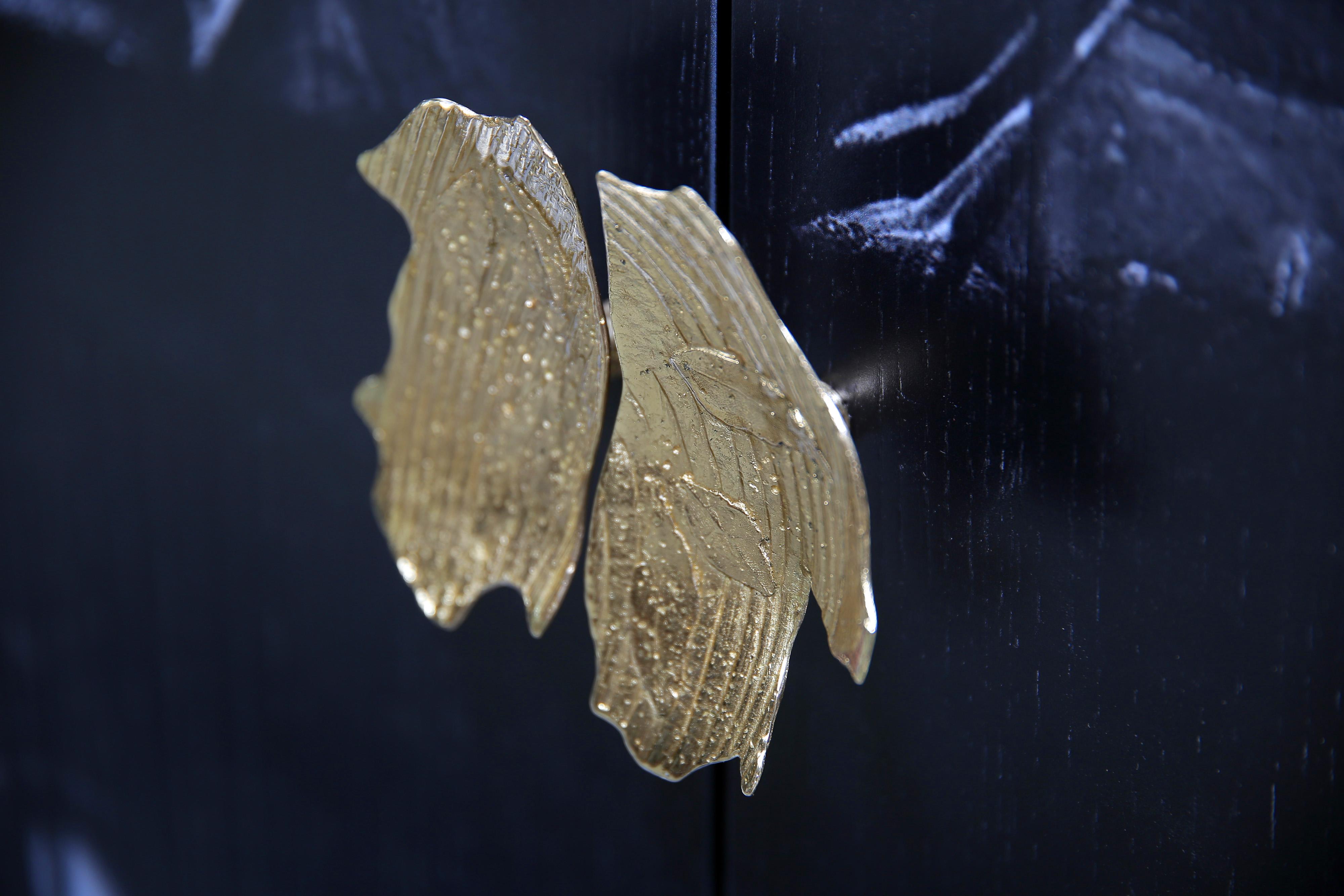 Contemporary Minerva Cupboard in Black Ash, Brass, by Railis Design For Sale 3