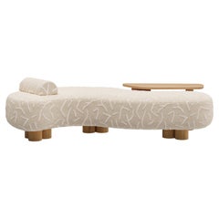 Contemporary Minho Day Bed, Dedar Textured Velvet, Oak, Handmade by Greenapple