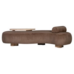 Contemporary Minho Daybed, Brown Faux Fur, Travertine, Handmade by Greenapple