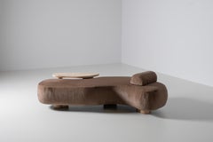 Contemporary Minho Daybed, Brown Faux Fur, Travertine, Handmade by Greenapple