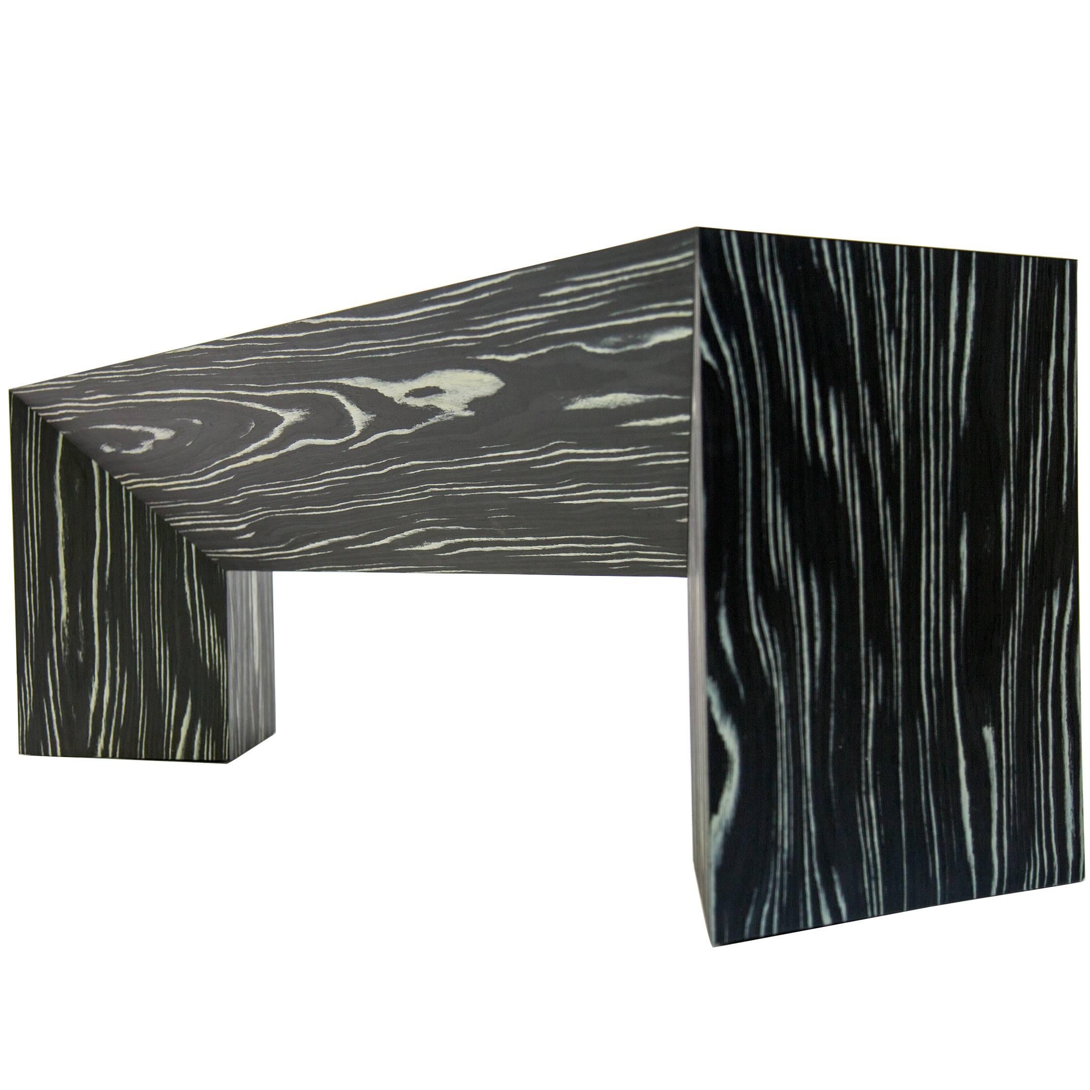 Contemporary Minimal Black and White Ecowood Veneer Fold Bench, USA For Sale