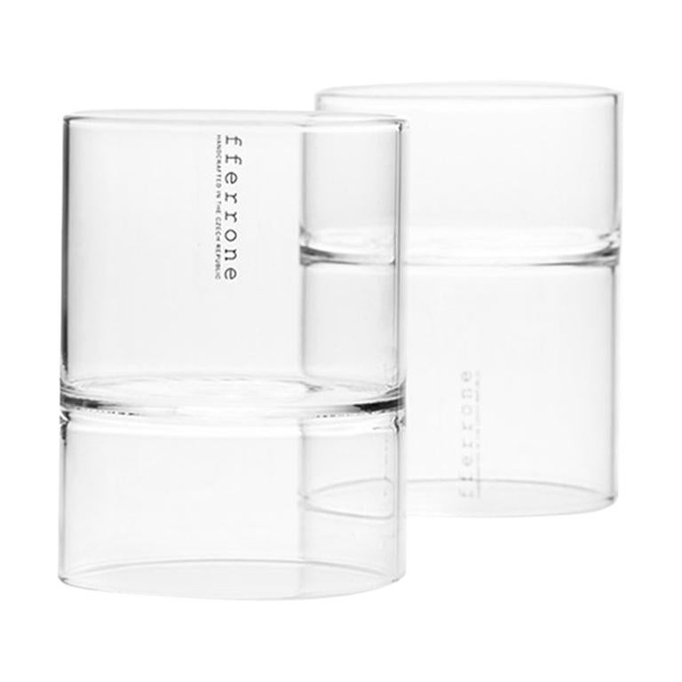 fferrone Contemporáneo Mínimo Transparente Revolución Rocks o Martini Vasos Hechos a Mano en Nuevo estado para la venta en Chicago, IL