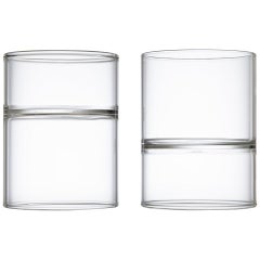 Contemporary Minimal Clear Revolution Rocks or Martini Glasses Handmade in Stock