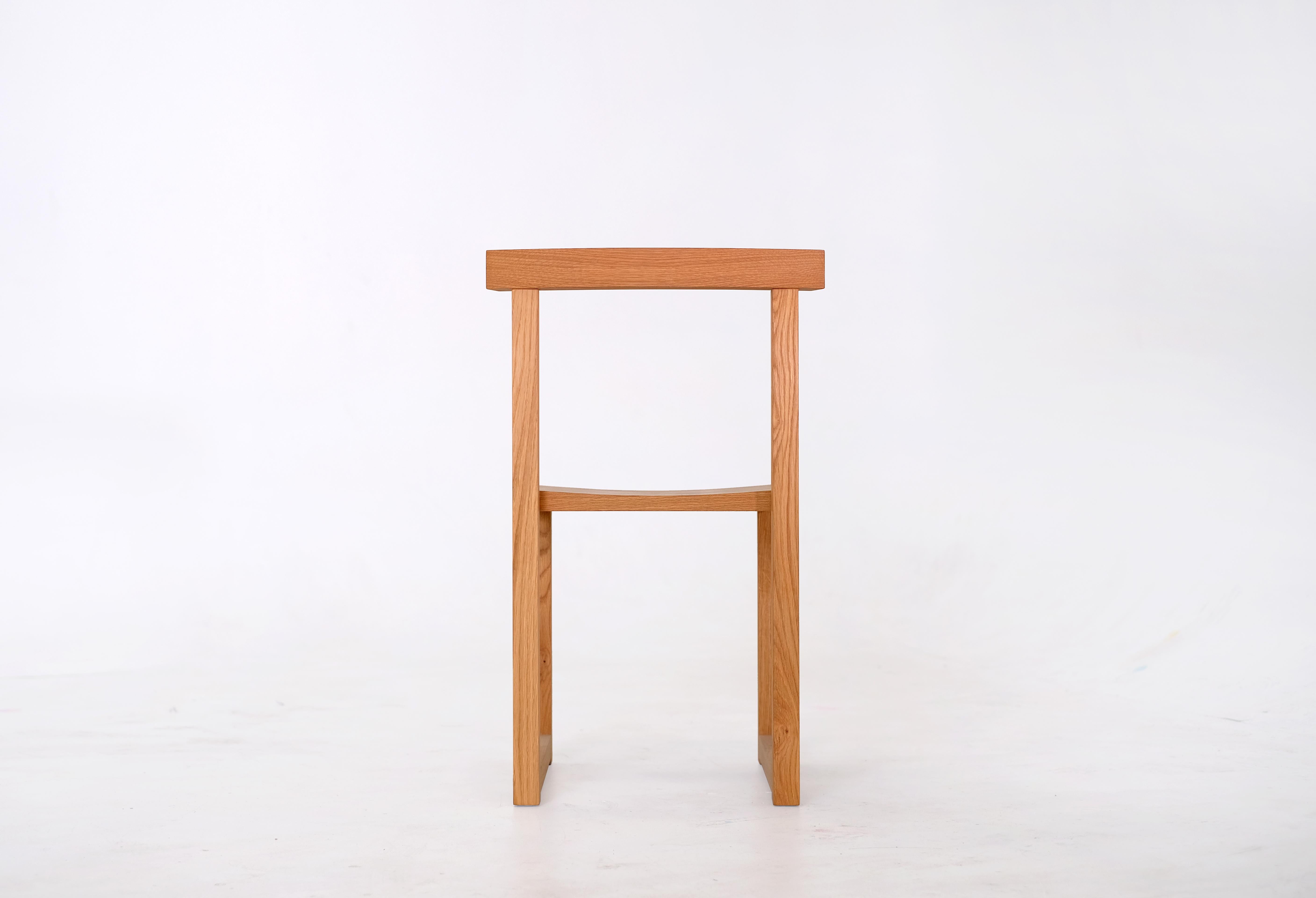 Contemporary Minimal Geometric Solid Wood Dining Chair For Sale 6