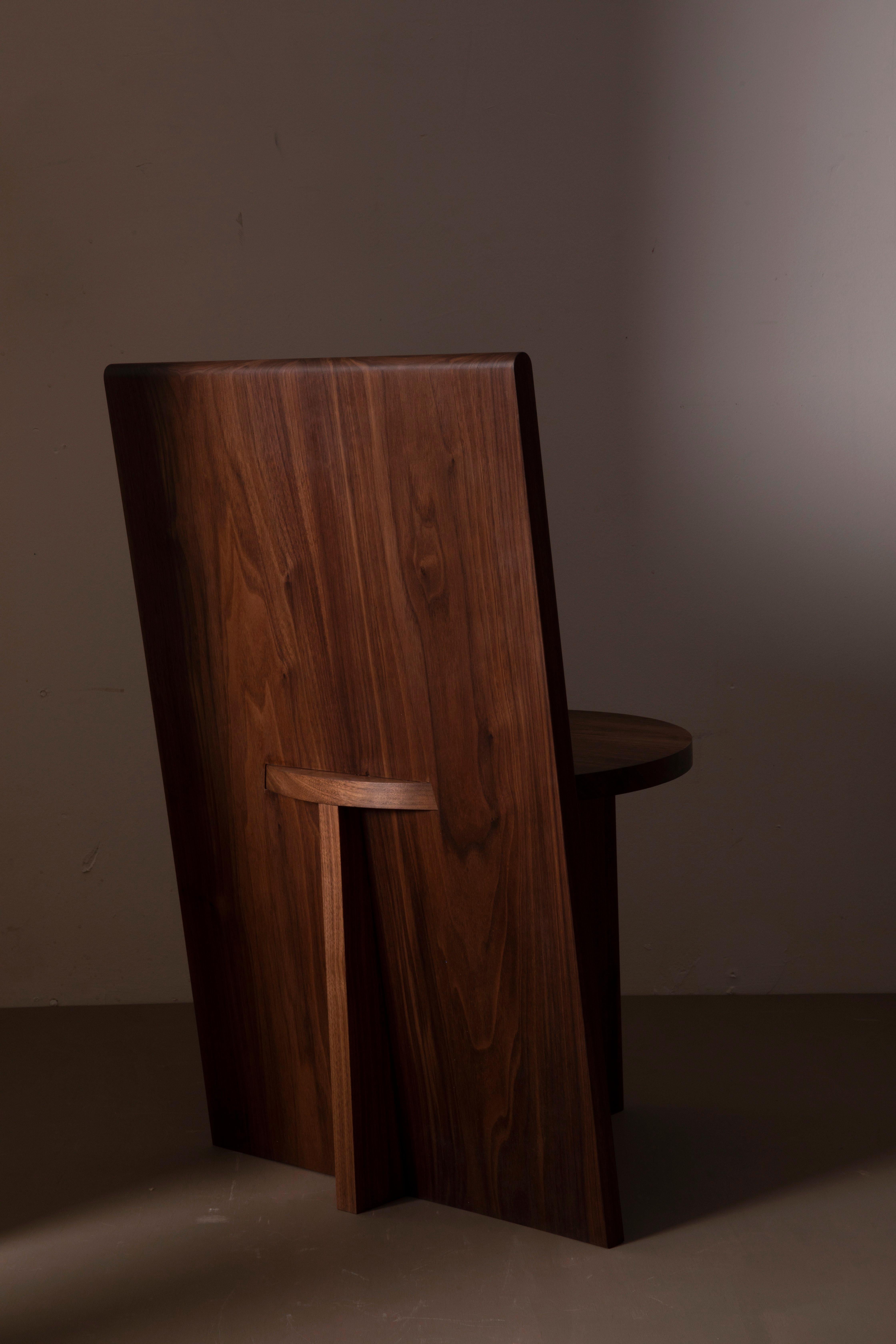 Modern Contemporary Minimal Geometric Walnut Side Chair by Campagna For Sale
