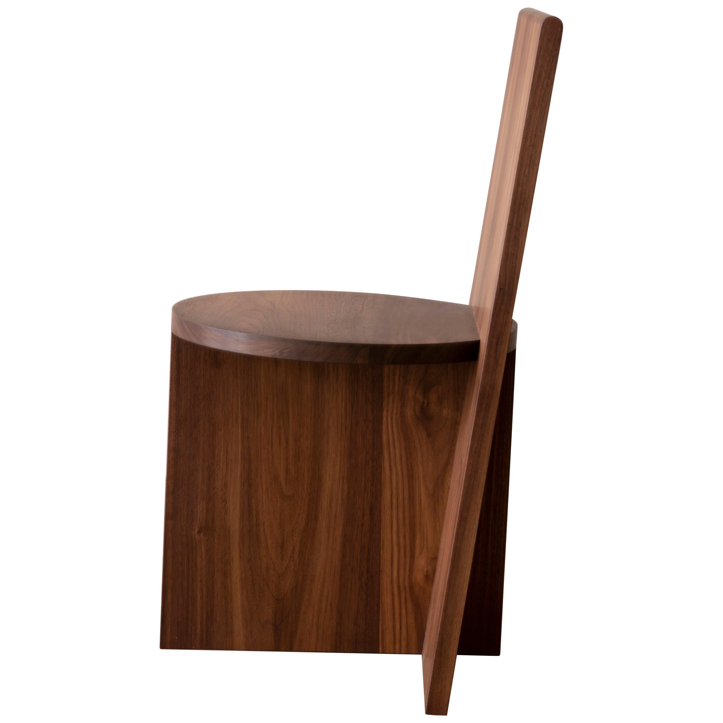 Contemporary Minimal Geometric Walnut Side Chair by Campagna For Sale