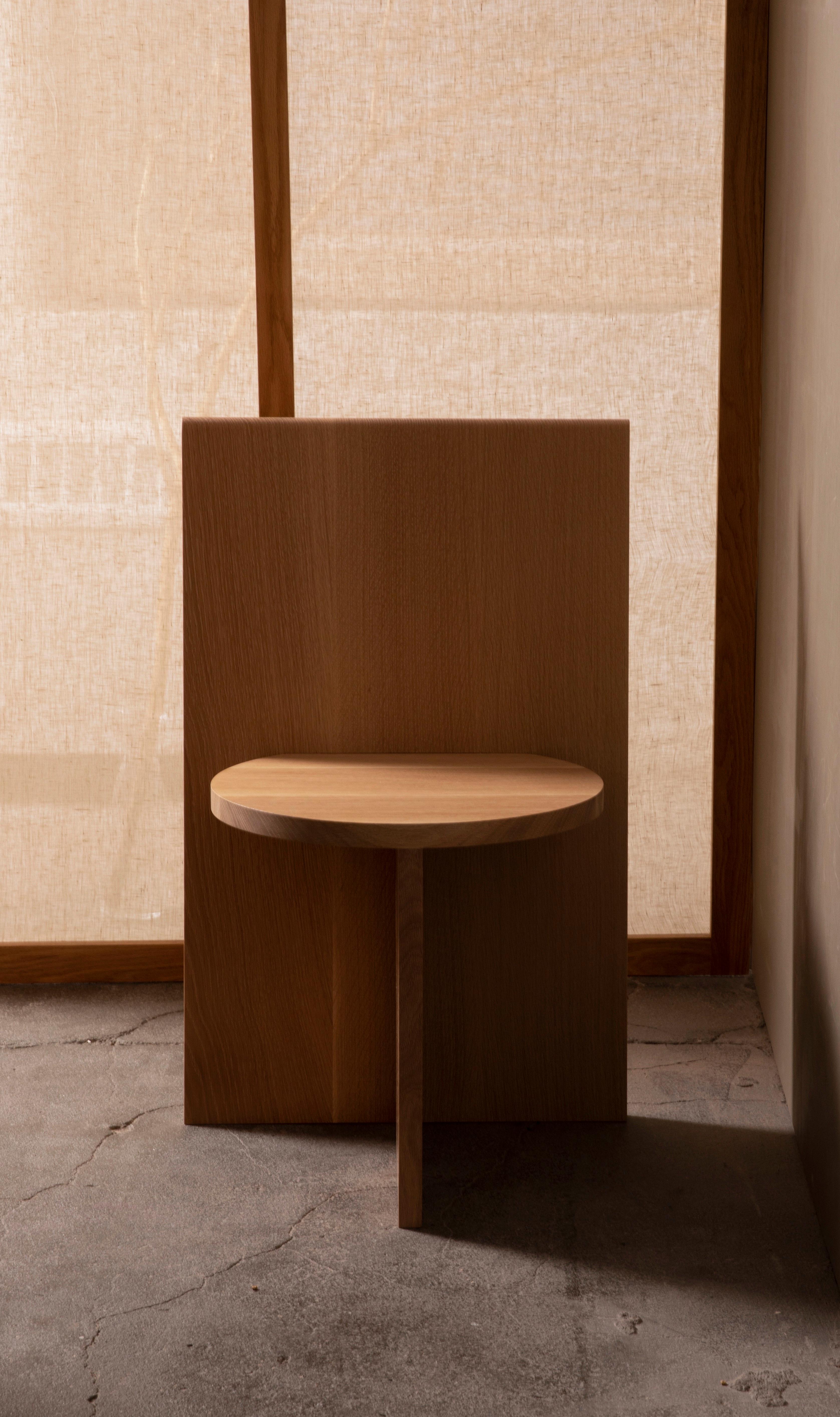 Modern Contemporary Minimal Geometric White Oak Side Chair by Campagna, in Stock For Sale