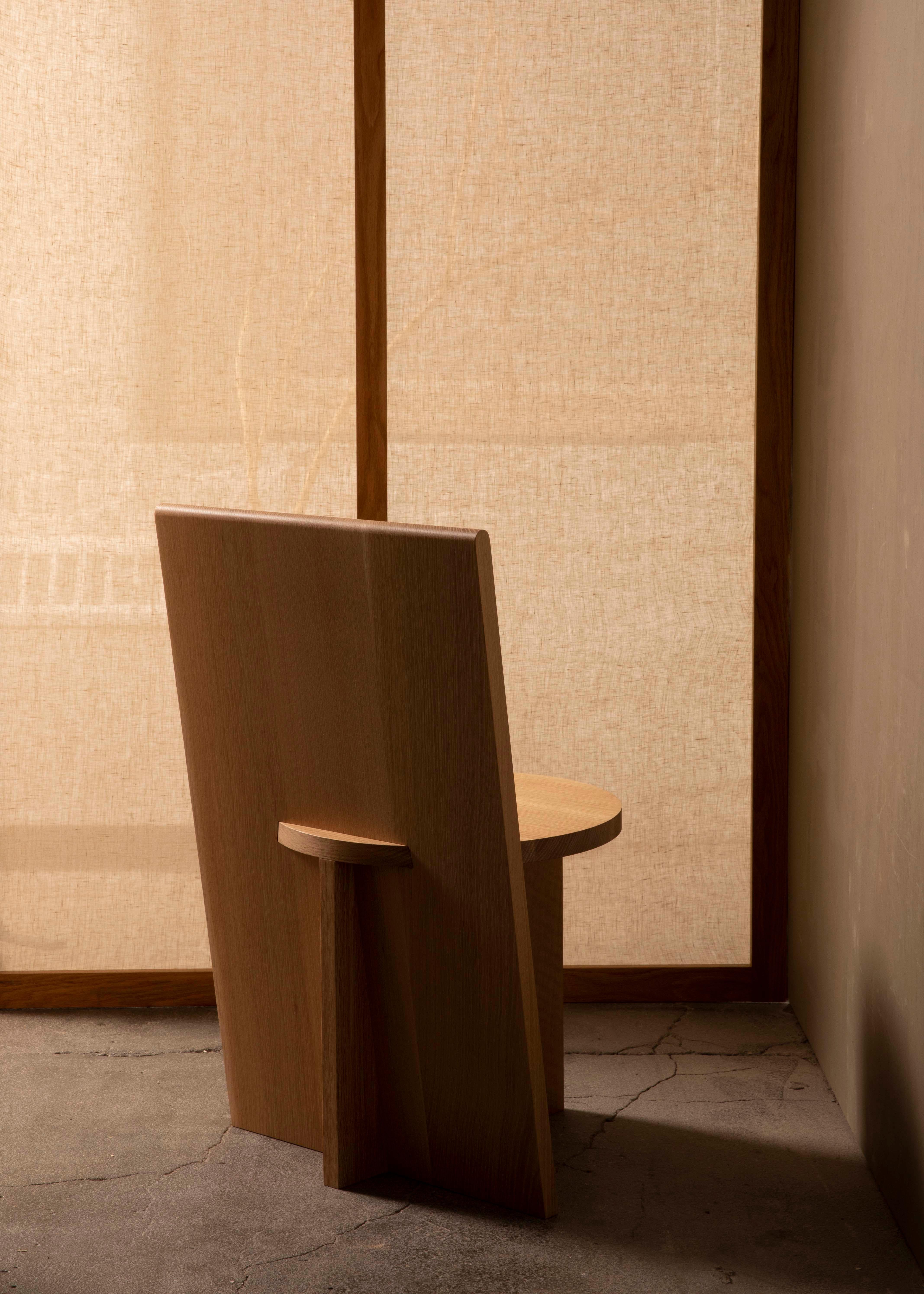 Hand-Crafted Contemporary Minimal Geometric White Oak Side Chair by Campagna, in Stock For Sale