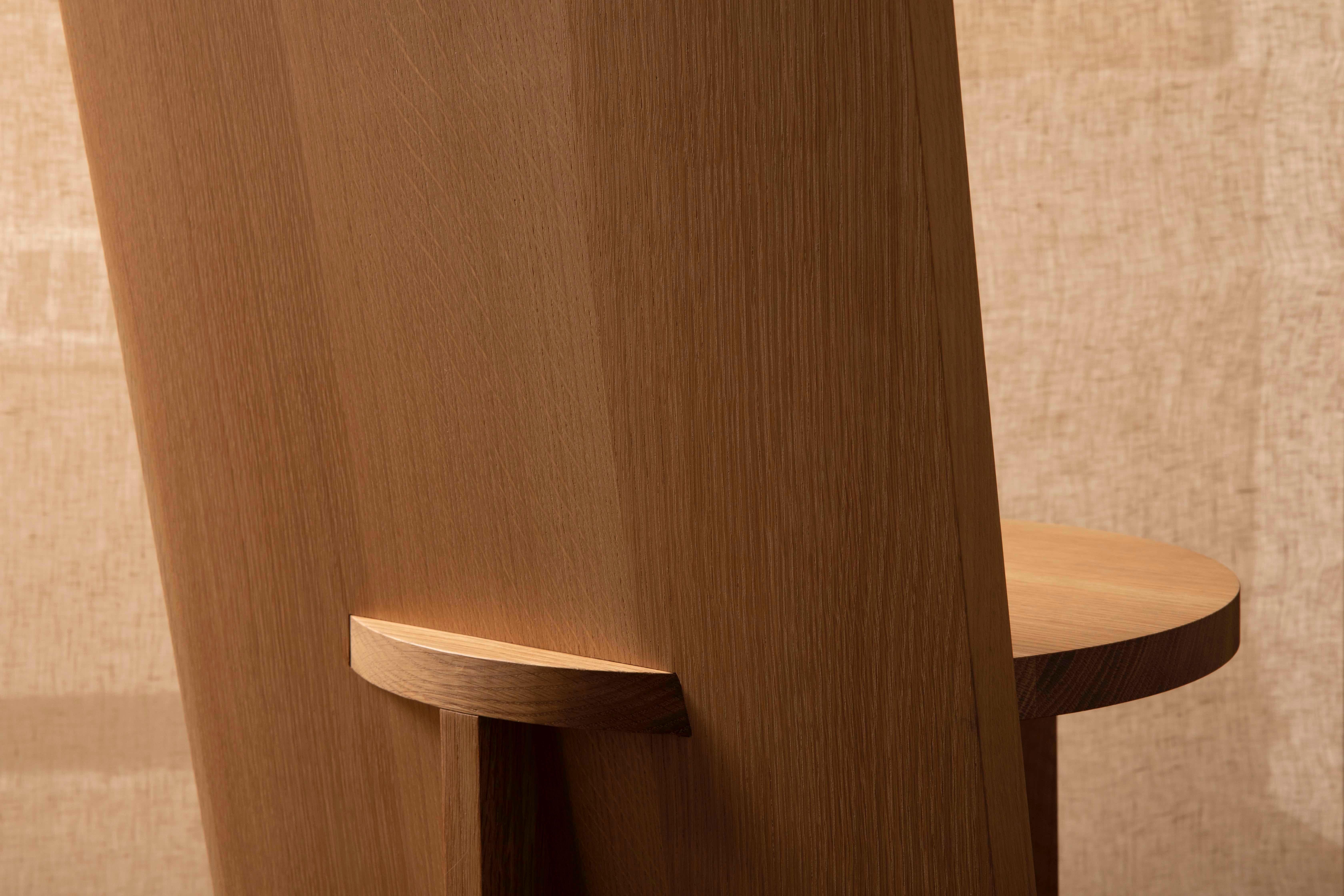 Contemporary Minimal Geometric White Oak Side Chair by Campagna, in Stock In New Condition For Sale In Portland, OR