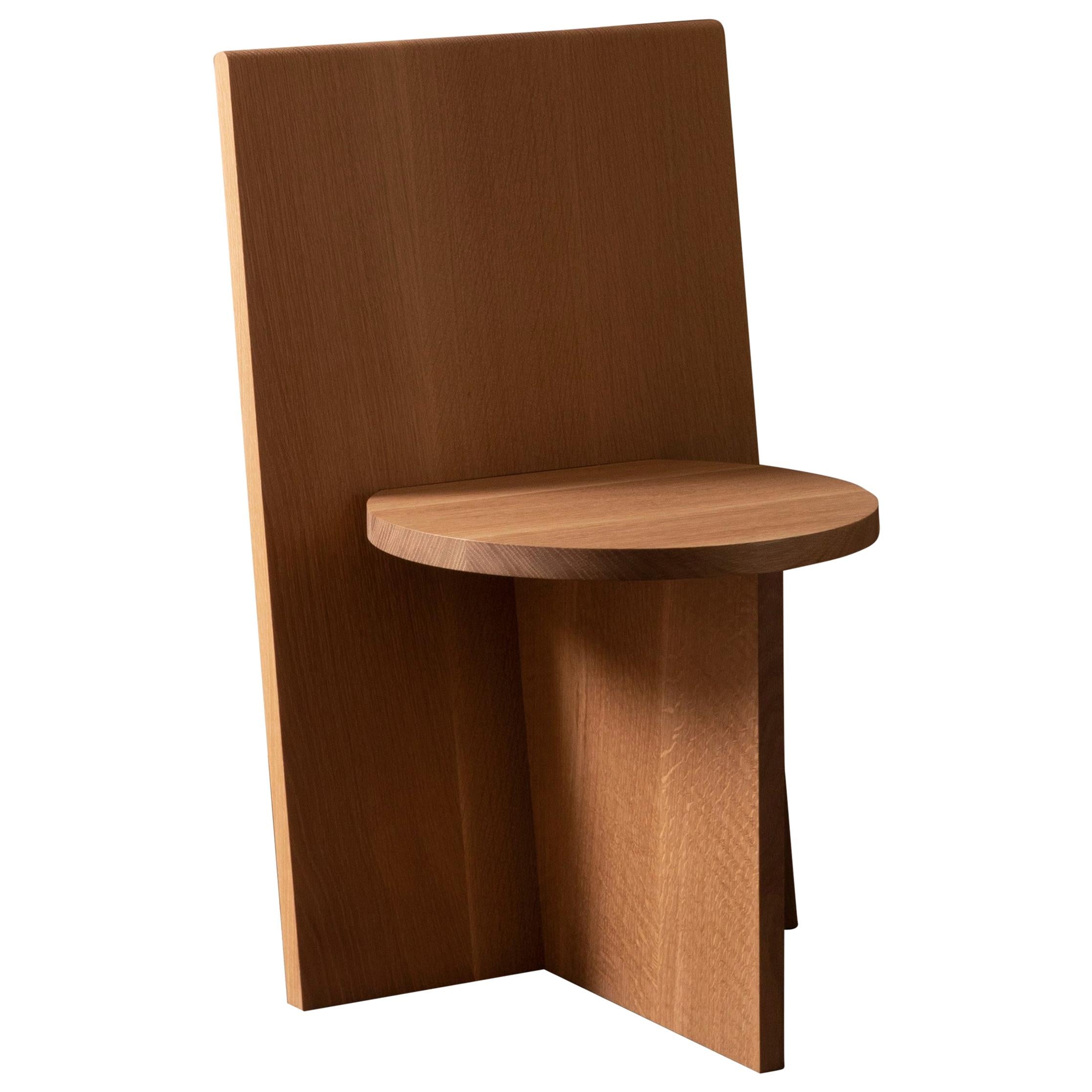 Contemporary Minimal Geometric White Oak Side Chair by Campagna, in Stock For Sale