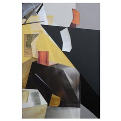 Contemporary Minimal Interior Collage Original Handcrafted Paper Mixed-Media