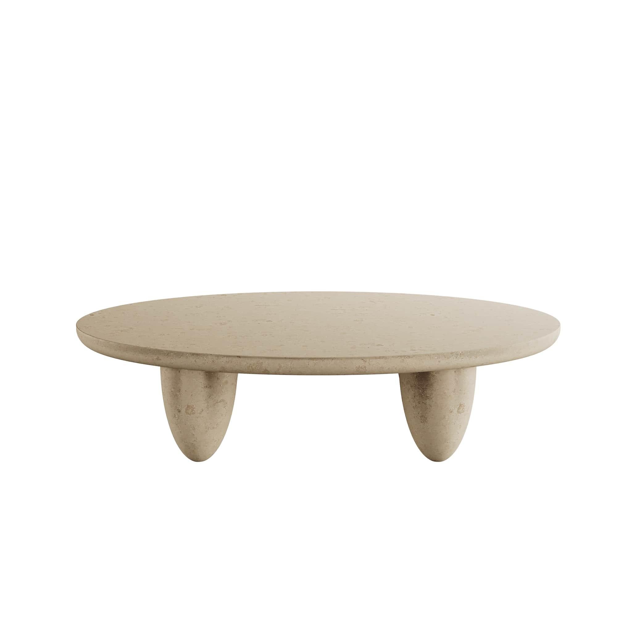 Organique Table basse ovale contemporaine minimaliste pour l'extérieur et l'intérieur Beige naturel pierre calcaire en vente