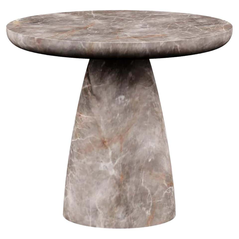Contemporary Minimal Round Coffee Side Table in Travertine Stone ...