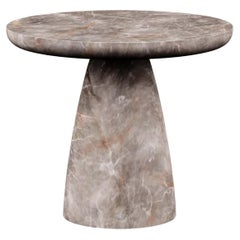 Contemporary Minimal Round Side Table 3 Legs in Fior Di Bosco Marble