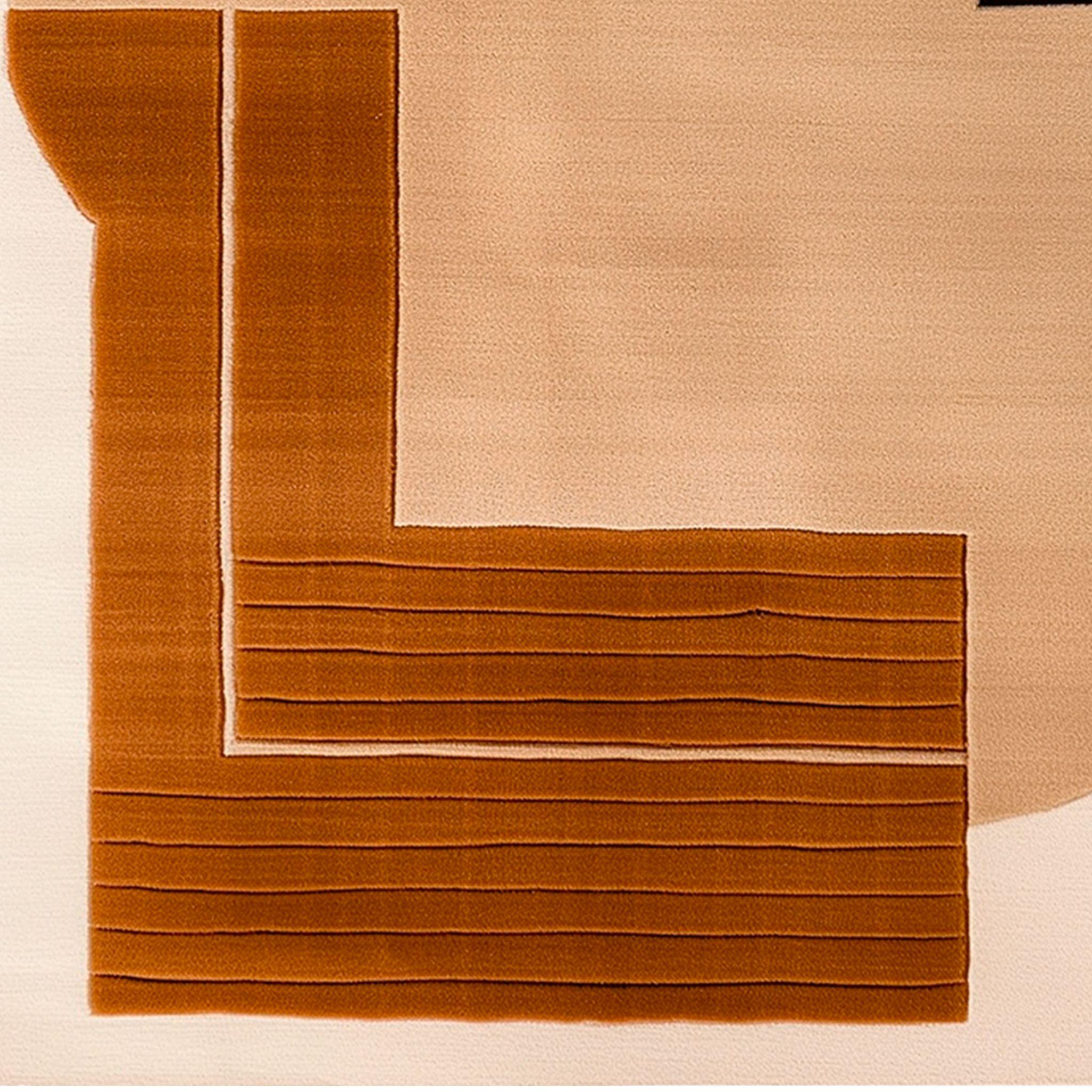 Portuguese Contemporary Minimal Rug Modern Geometric Pattern Beige, Pink, Orange, Black For Sale