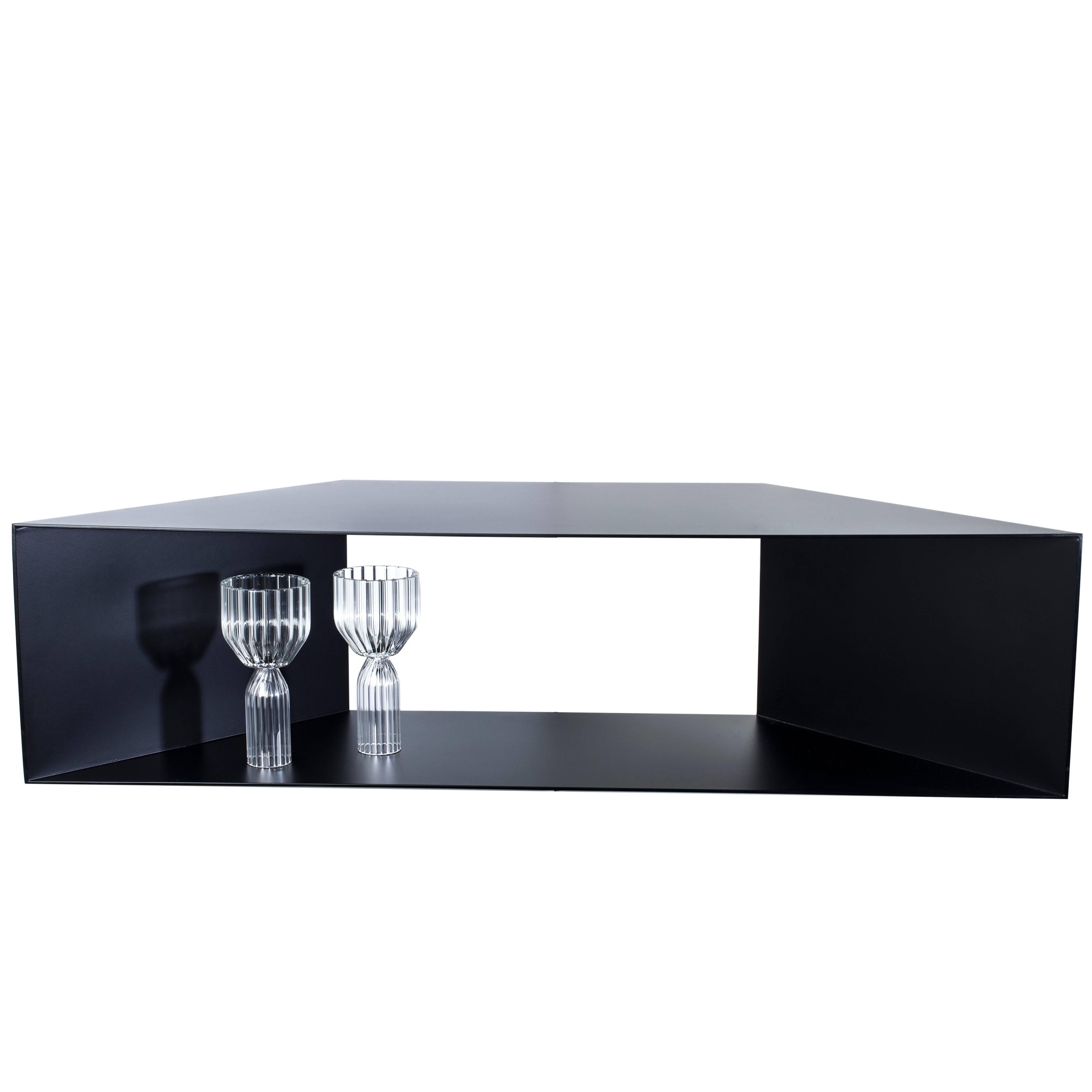 This contemporary sculptural single metal minimal corner shelf is perfect for any space be it a living room, office, or bathroom.

In stock: These Minimalist shelves, whether installed individually or in a series, occupy a space in a room often