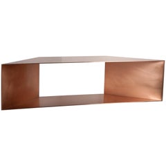 Contemporary Minimal Sculptural Metal Copper Corner Shelves, USA, in Stock
