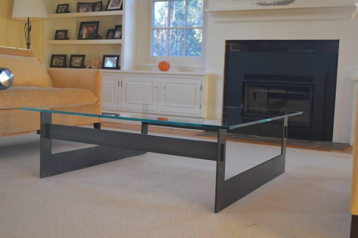 Contemporary Minimalist Blackened Steel and Glass Coffee Table by Scott Gordon For Sale 1