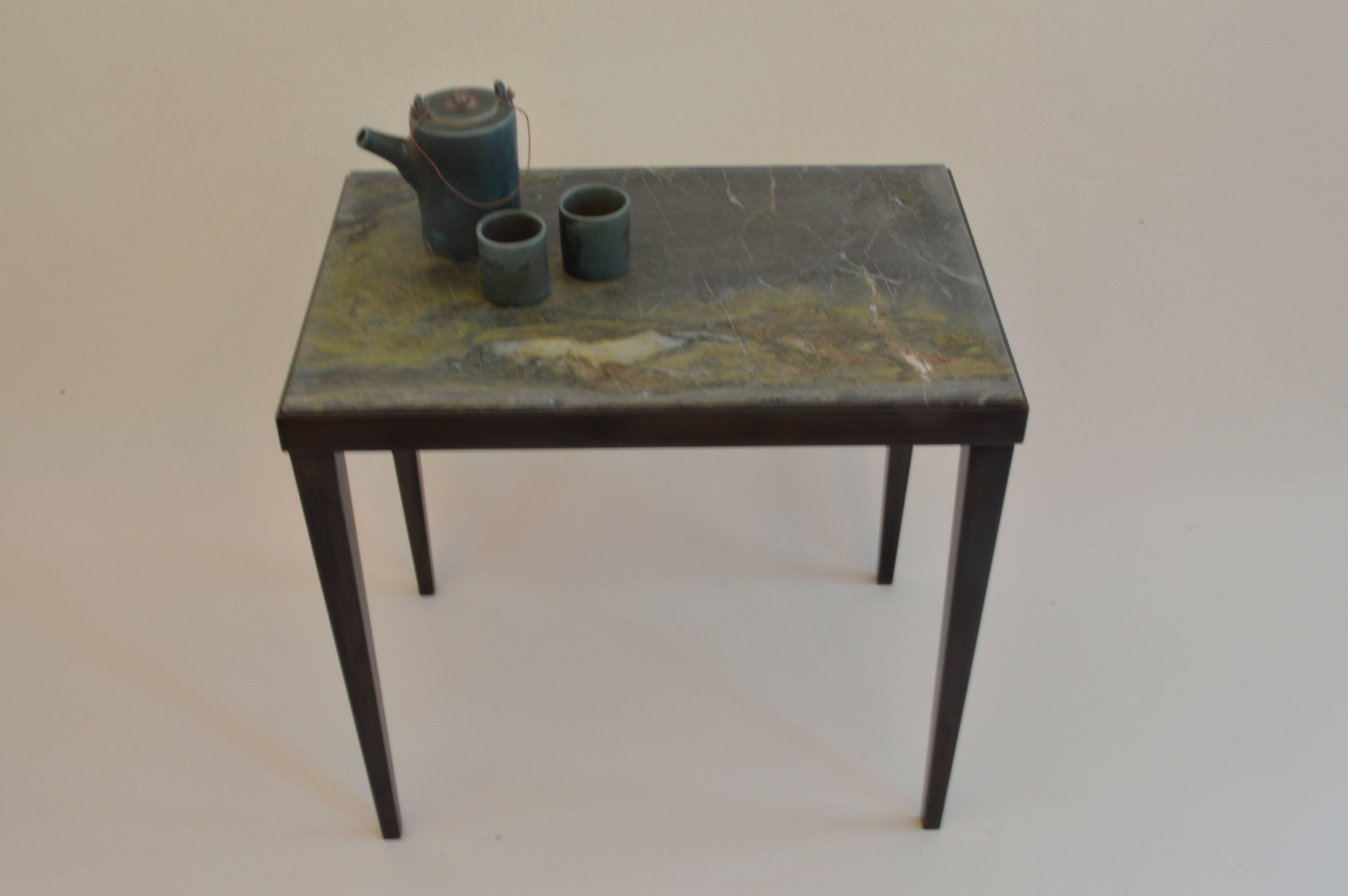 Contemporary Minimalist Blackened Steel and Marble Side Table by Scott Gordon In New Condition For Sale In Sharon, VT