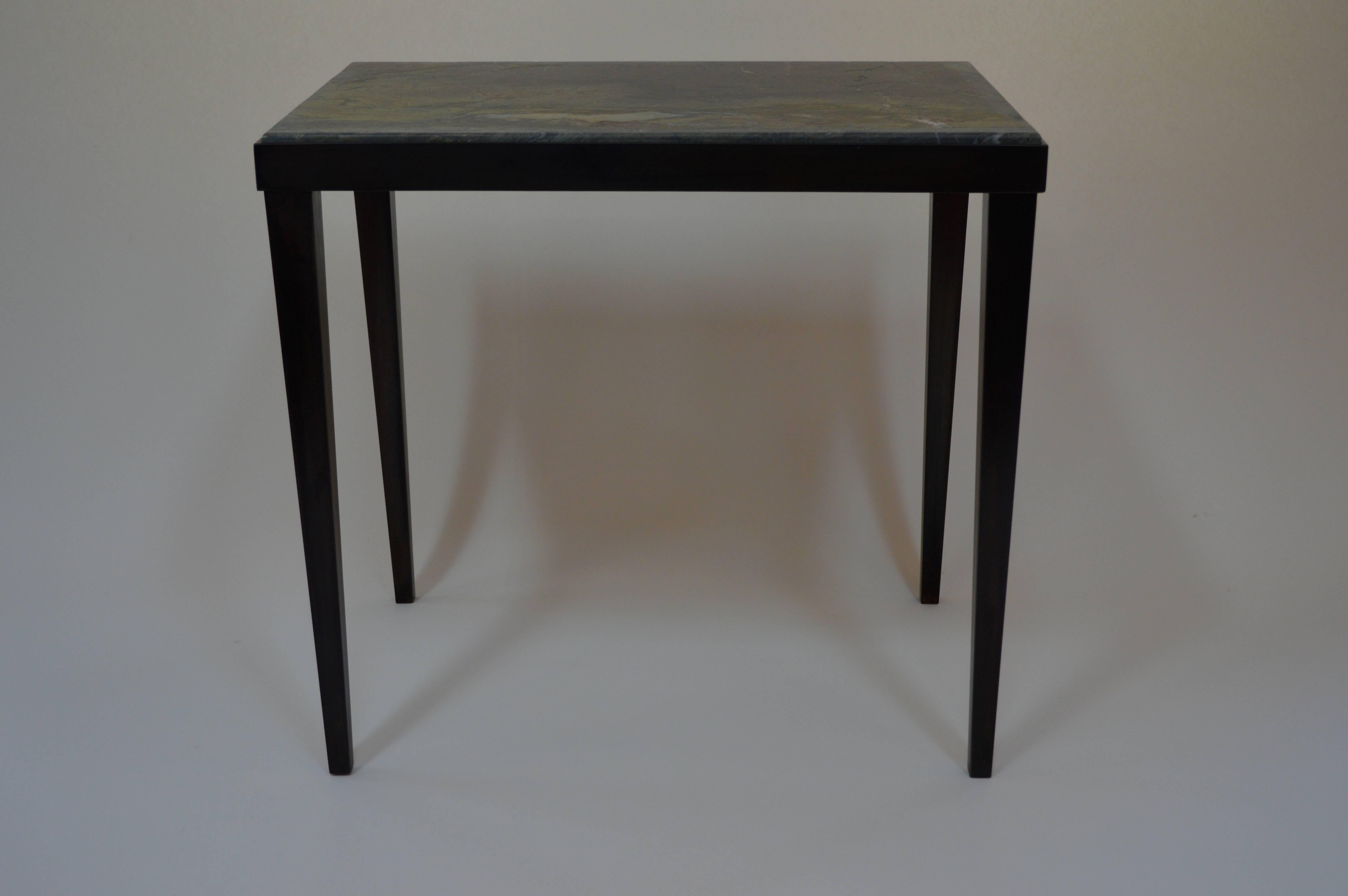 Contemporary Minimalist Blackened Steel and Marble Side Table by Scott Gordon For Sale 1