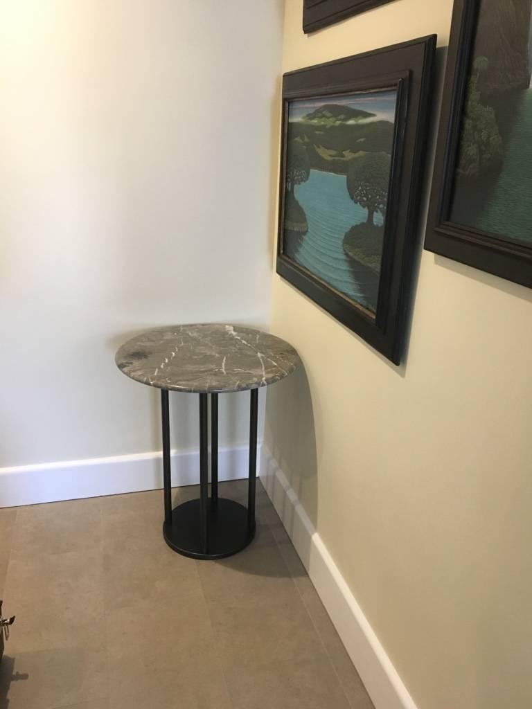 Contemporary Minimalist Blackened Steel and Marble Table by Scott Gordon For Sale 7