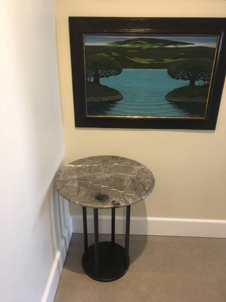 Contemporary Minimalist Blackened Steel and Marble Table by Scott Gordon For Sale 8