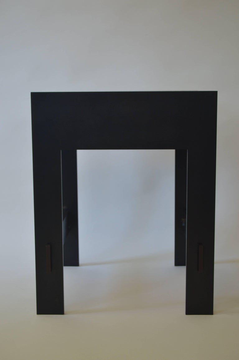 Contemporary Minimalist Blackened Steel and Stone End/Side Table by Scott Gordon For Sale 1