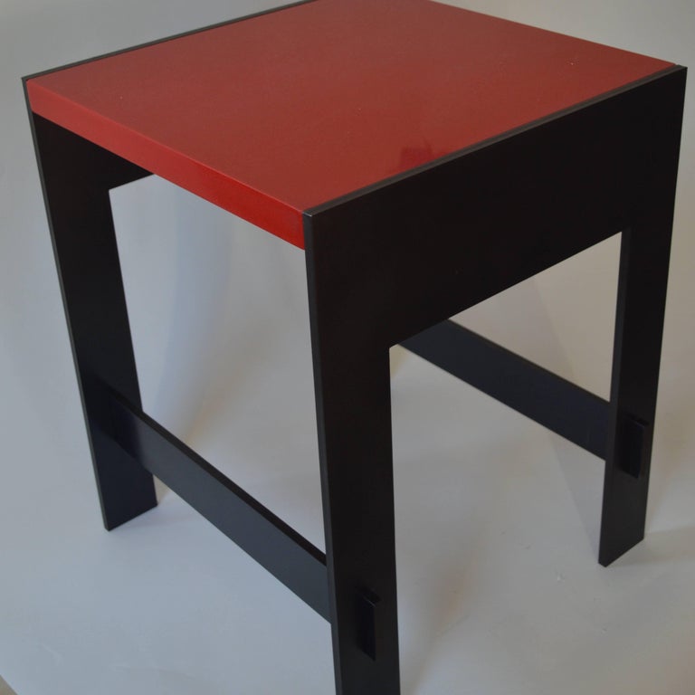 Contemporary Minimalist Blackened Steel and Stone End/Side Table by Scott Gordon For Sale 3