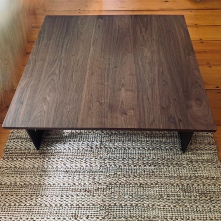 American Contemporary Minimalist Blackened Steel and Walnut Coffee Table by Scott Gordon For Sale