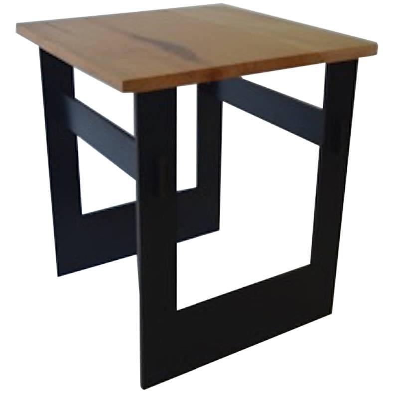 Contemporary Minimalist Blackened Steel and Wood End/Side Table by Scott Gordon