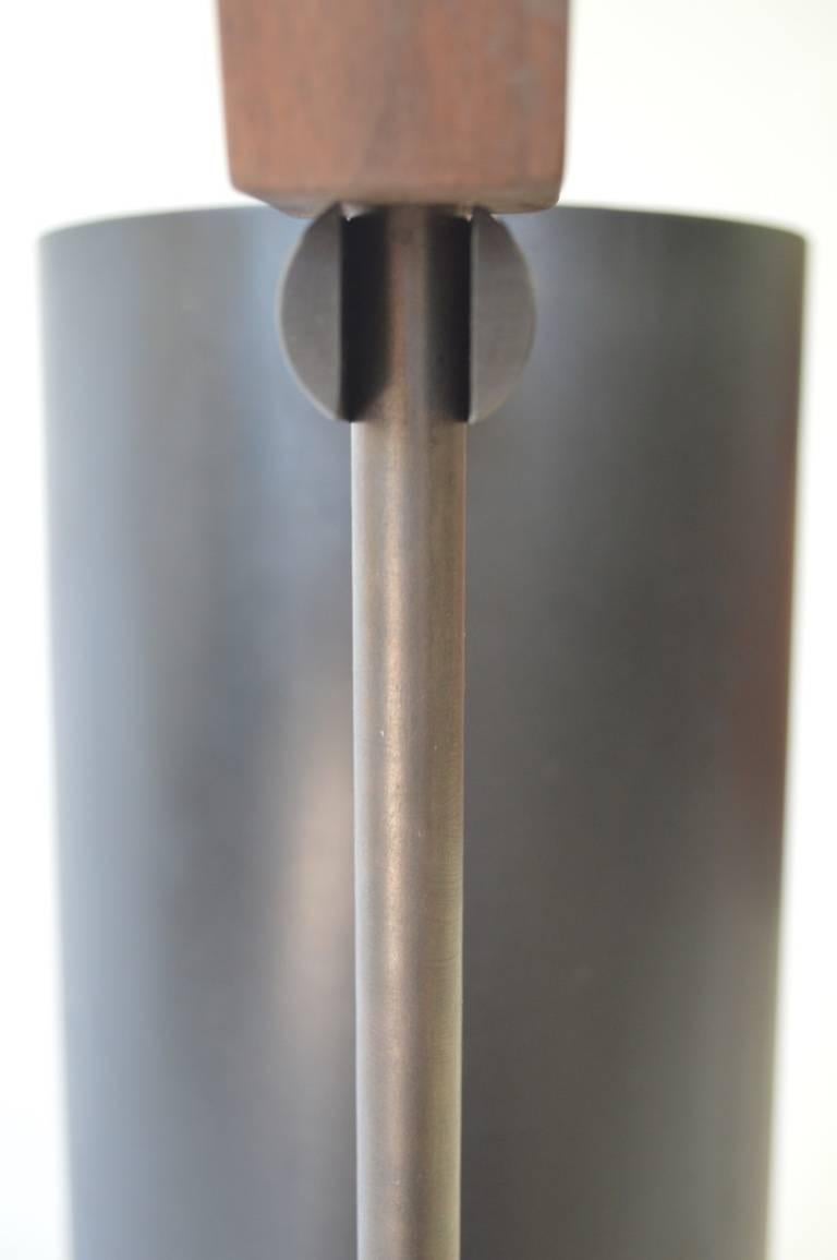 American Contemporary Minimalist Blackened Steel or Walnut Fire Tools Set by Scott Gordon For Sale