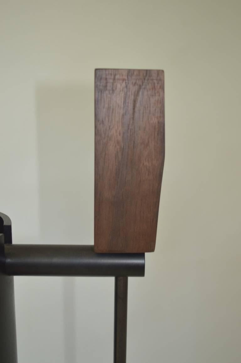 Contemporary Minimalist Blackened Steel or Walnut Fire Tools Set by Scott Gordon For Sale 1