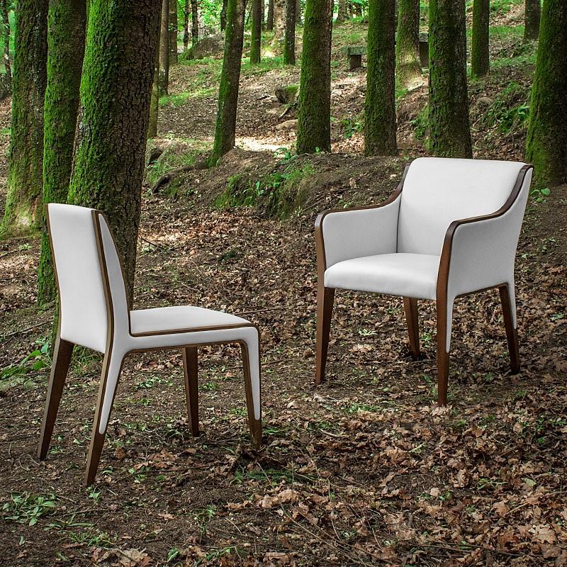 Chaises de salle à manger contemporaines minimalistes beige/noyer Neuf - En vente à New York, NY
