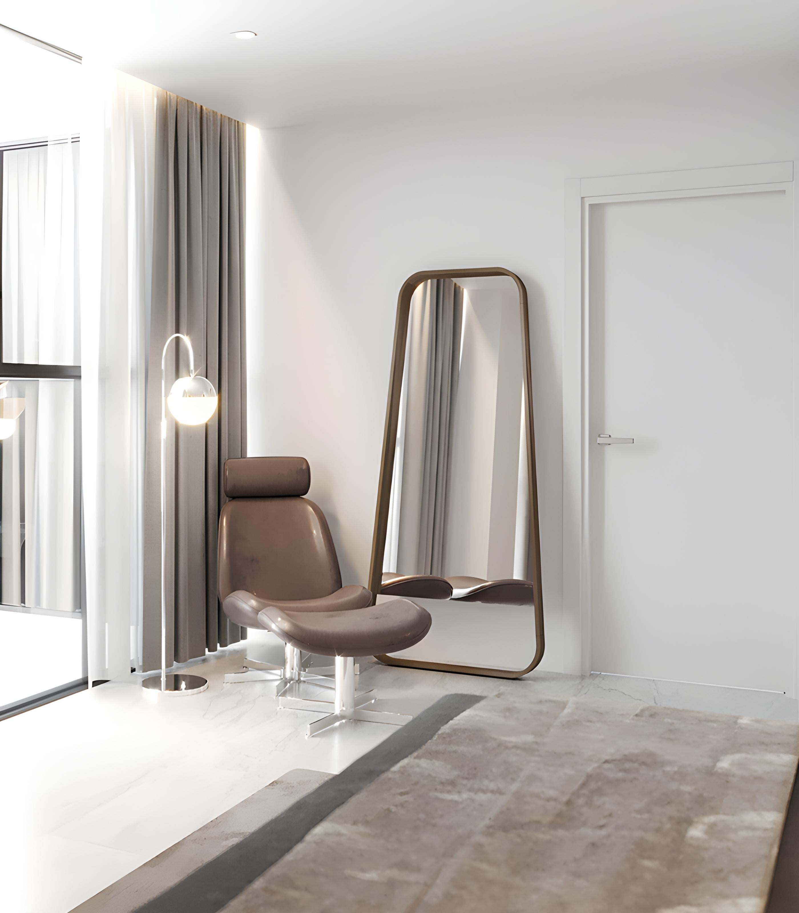 Miroir de sol minimaliste contemporain avec cadre en bois élancé Neuf - En vente à NEW YORK, NY