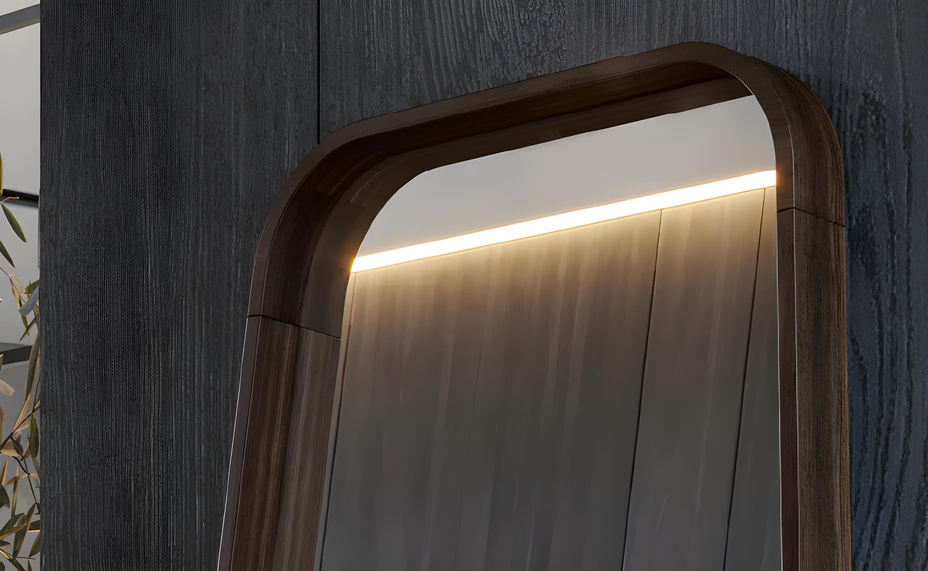 Miroir de sol minimaliste contemporain avec cadre en bois élancé en vente 2