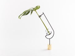 Contemporary Minimalist Golden / Black and Glass Solitary Vase V3