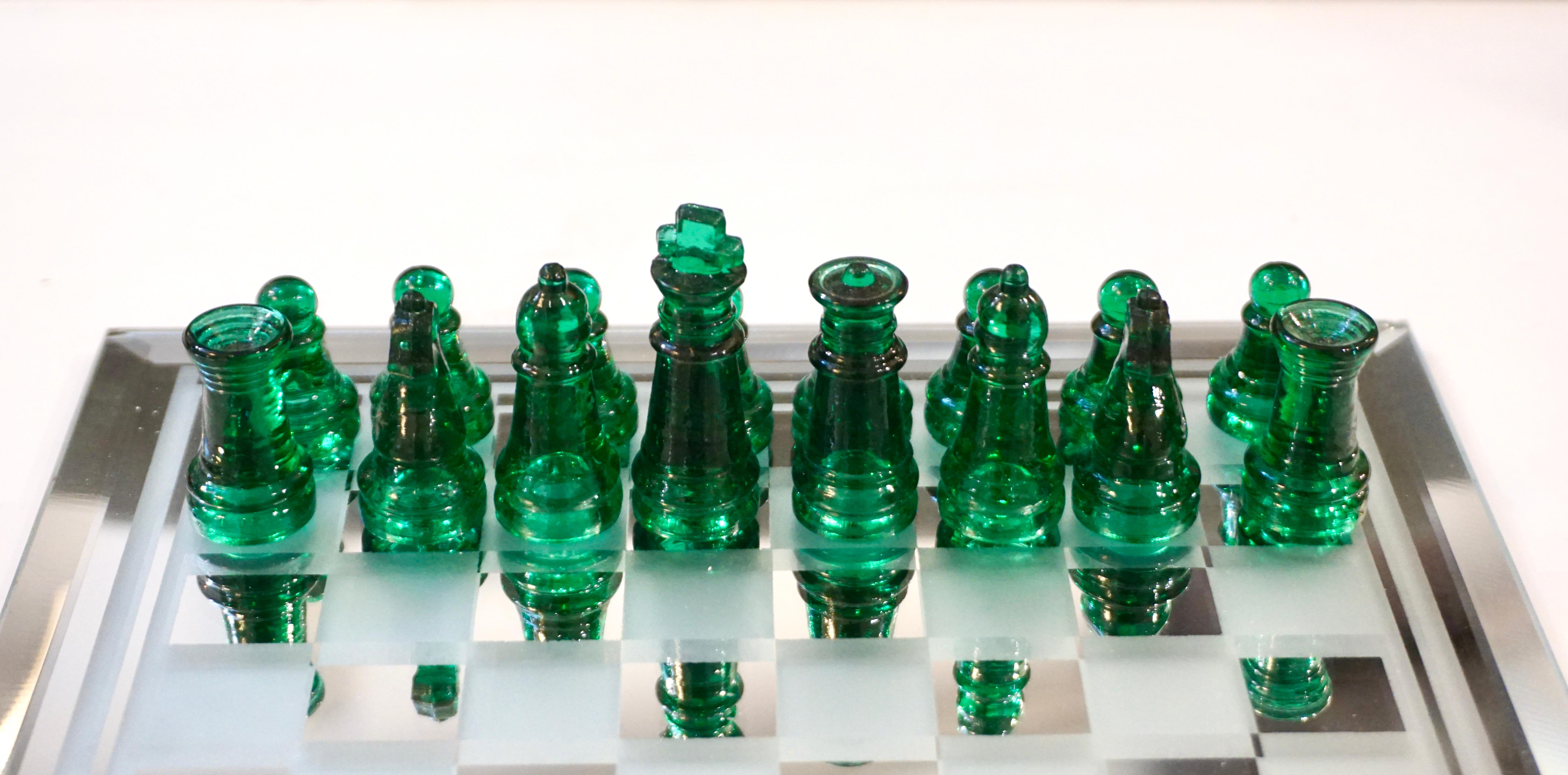 uranium glass chess set