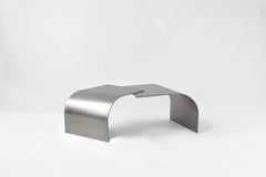 Contemporary, minimalist grey stainless steel Wals low table by Maria Tyakina