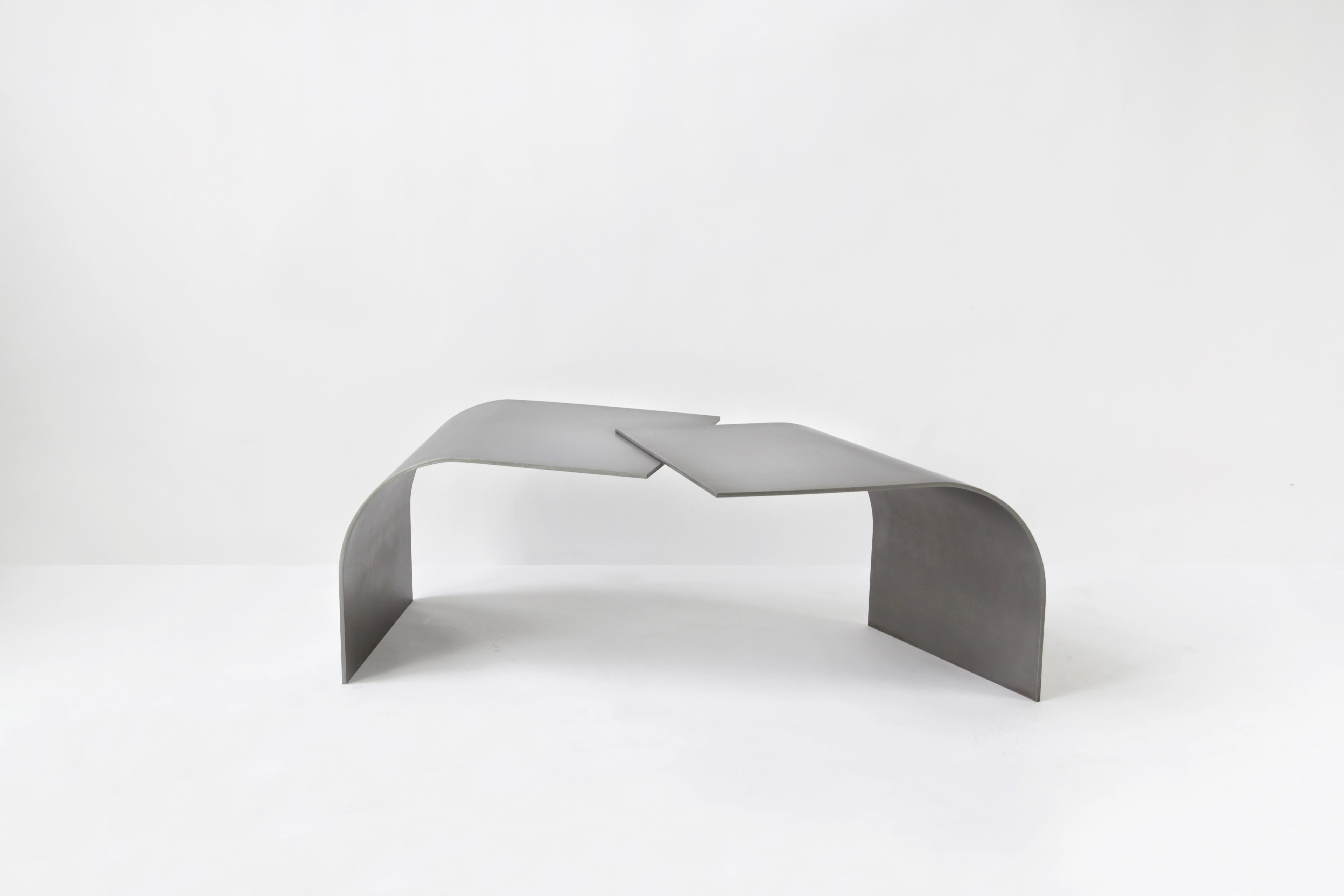 Contemporary, minimalist grey stainless steel Wals low table by Maria Tyakina In New Condition For Sale In 1204, CH