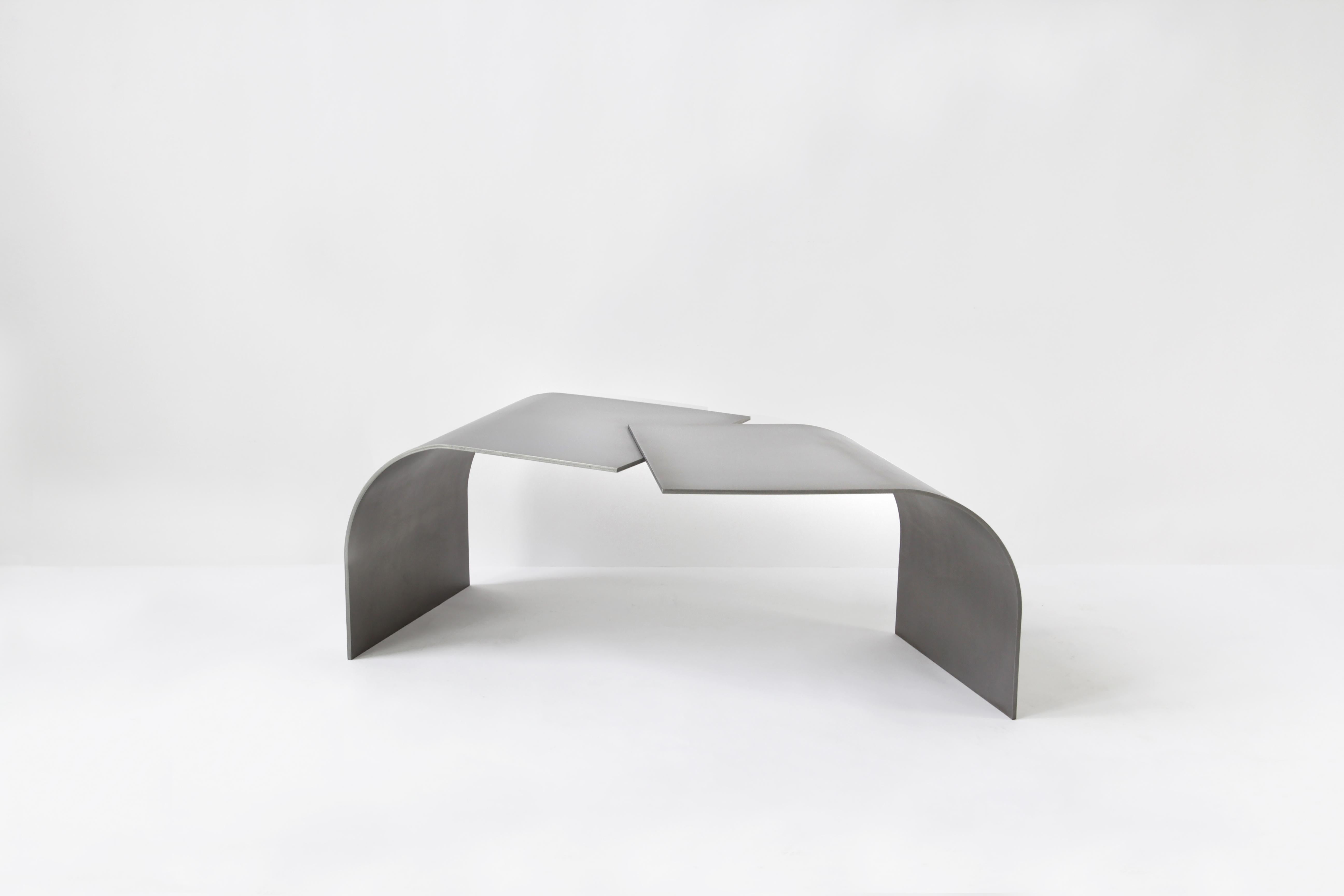 Stainless Steel Contemporary, minimalist grey stainless steel Wals low table by Maria Tyakina For Sale