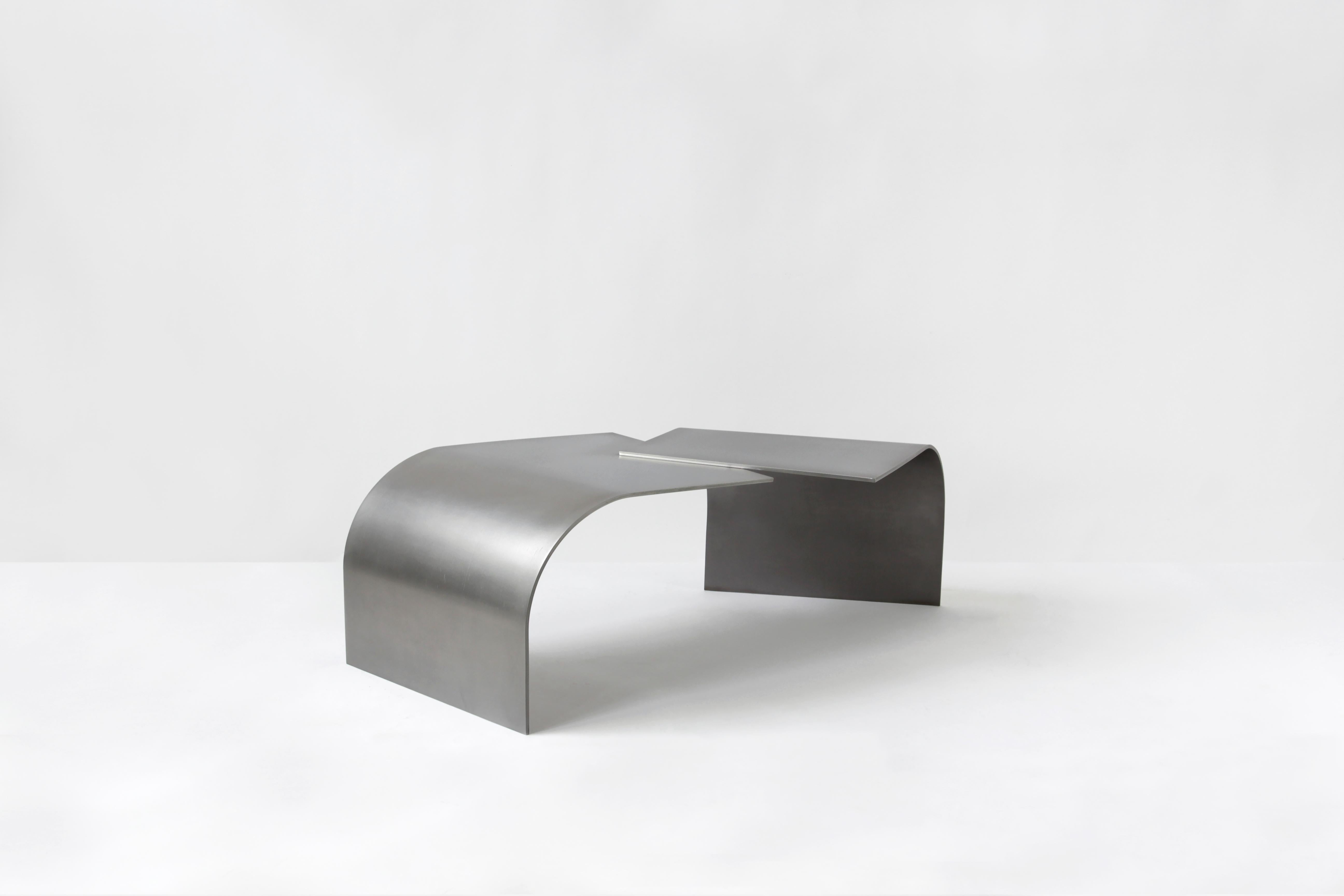 Stainless Steel Contemporary, minimalist grey stainless steel Wals low table by Maria Tyakina For Sale