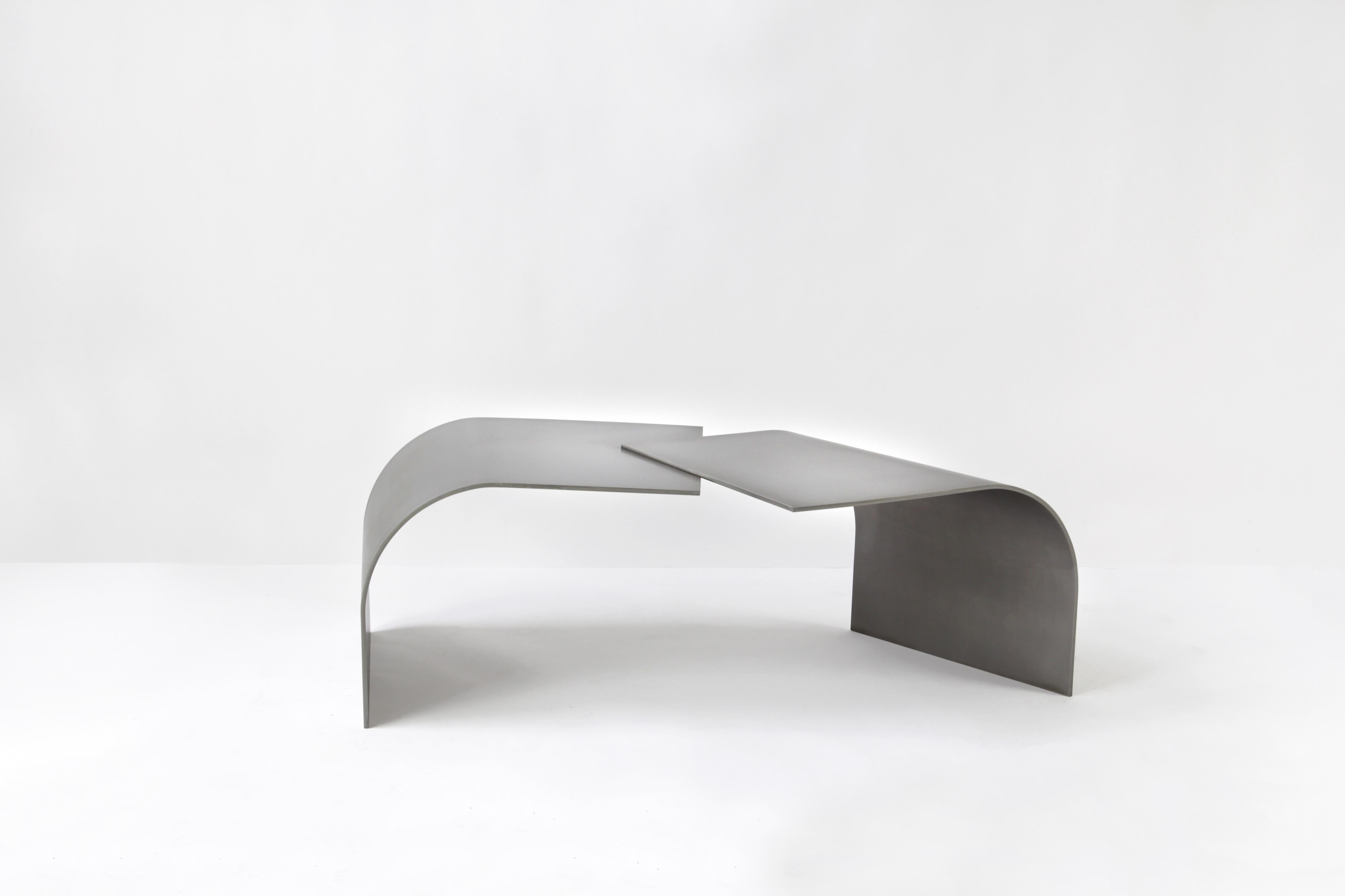 Contemporary, minimalist grey stainless steel Wals low table by Maria Tyakina For Sale 2