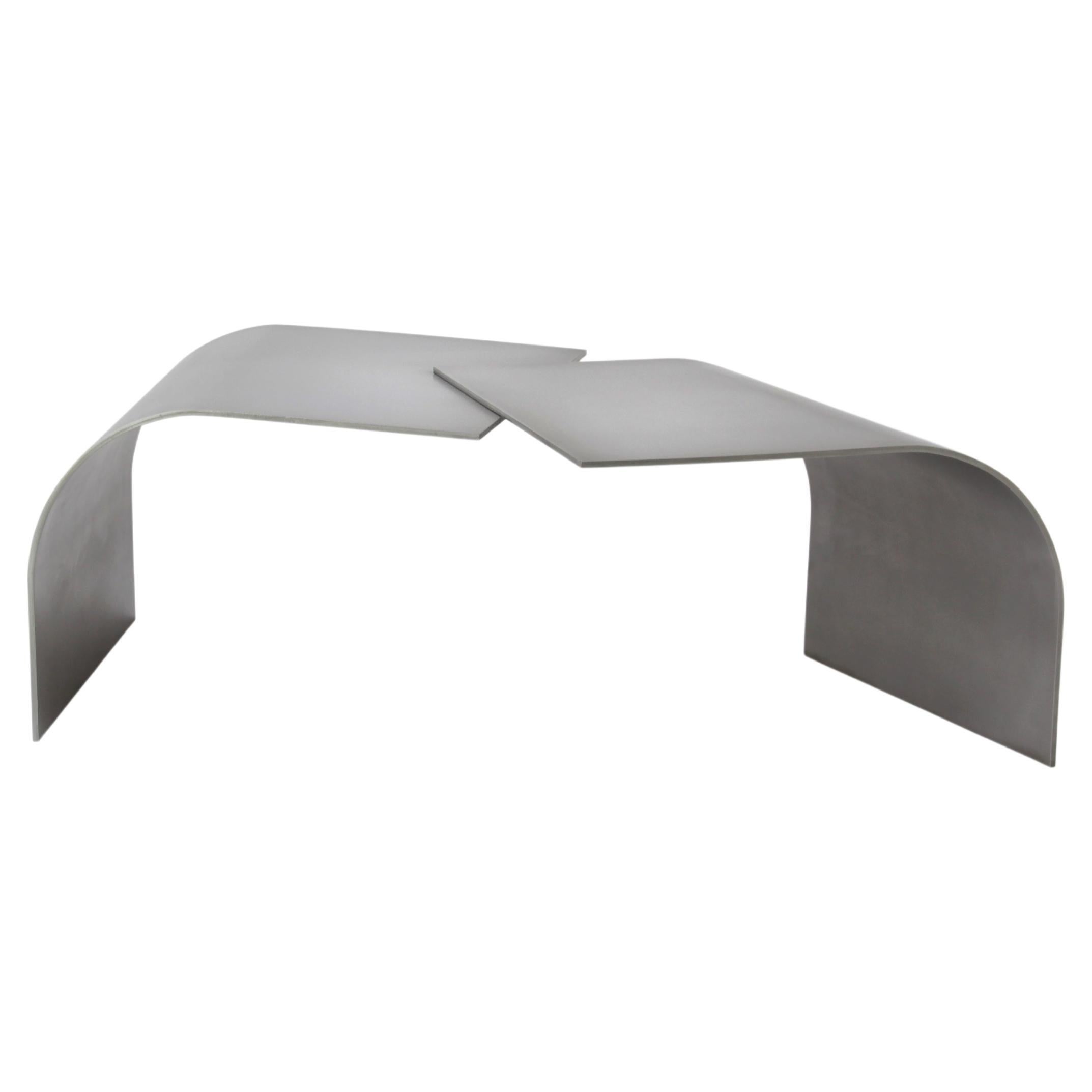 Contemporary, minimalist grey stainless steel Wals low table by Maria Tyakina For Sale