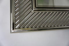 Contemporary Minimalist Italian Nickel Mirror with Modern Baguette Fretwork