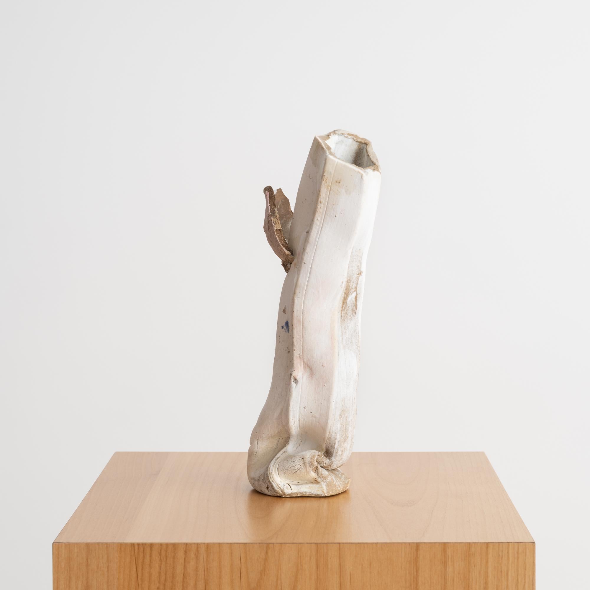 American Contemporary Minimalist Neutral Ceramic Sculptural Vase For Sale