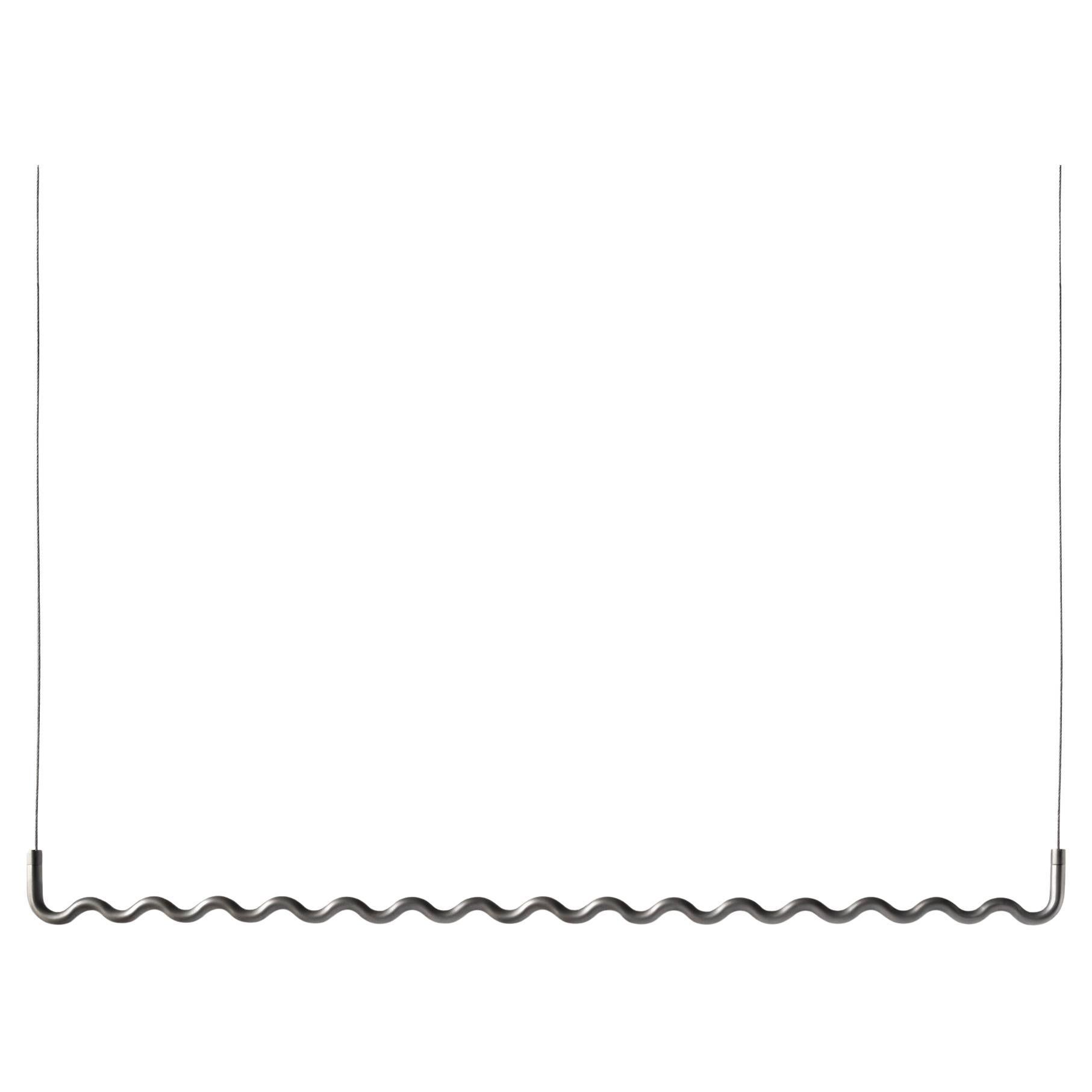 Contemporary Minimalist Sine Wave Hanging Coat Rack Large in Raw Aluminum