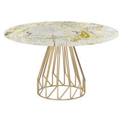 Contemporary Minimalist Table Gold, Calacatta Green Made in Italy by LapiegaWD